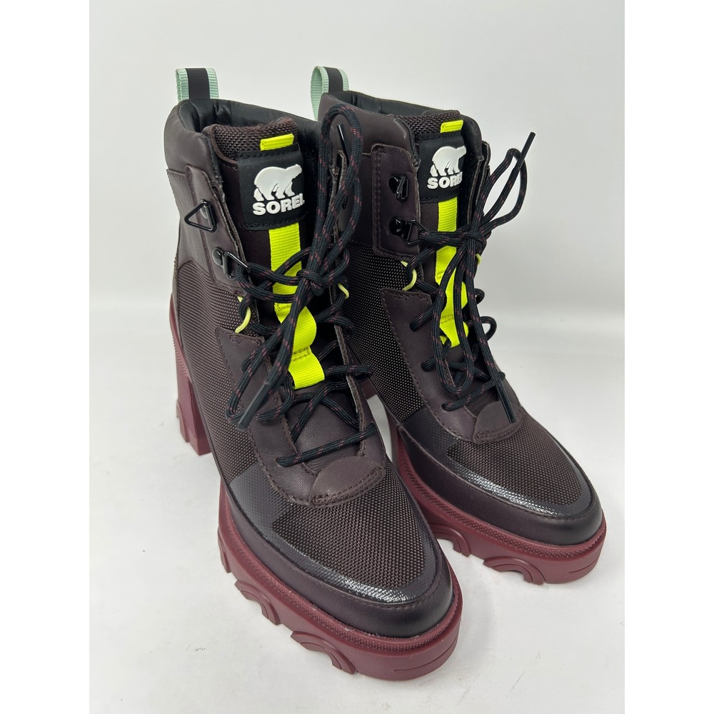 Sorel Women's Lace Up Boots - Black and Neon Yellow